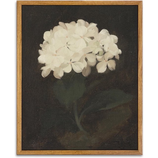 AVOI Framed Wall Art Vintage Wall Art Room Decor, White Hydrangea Still