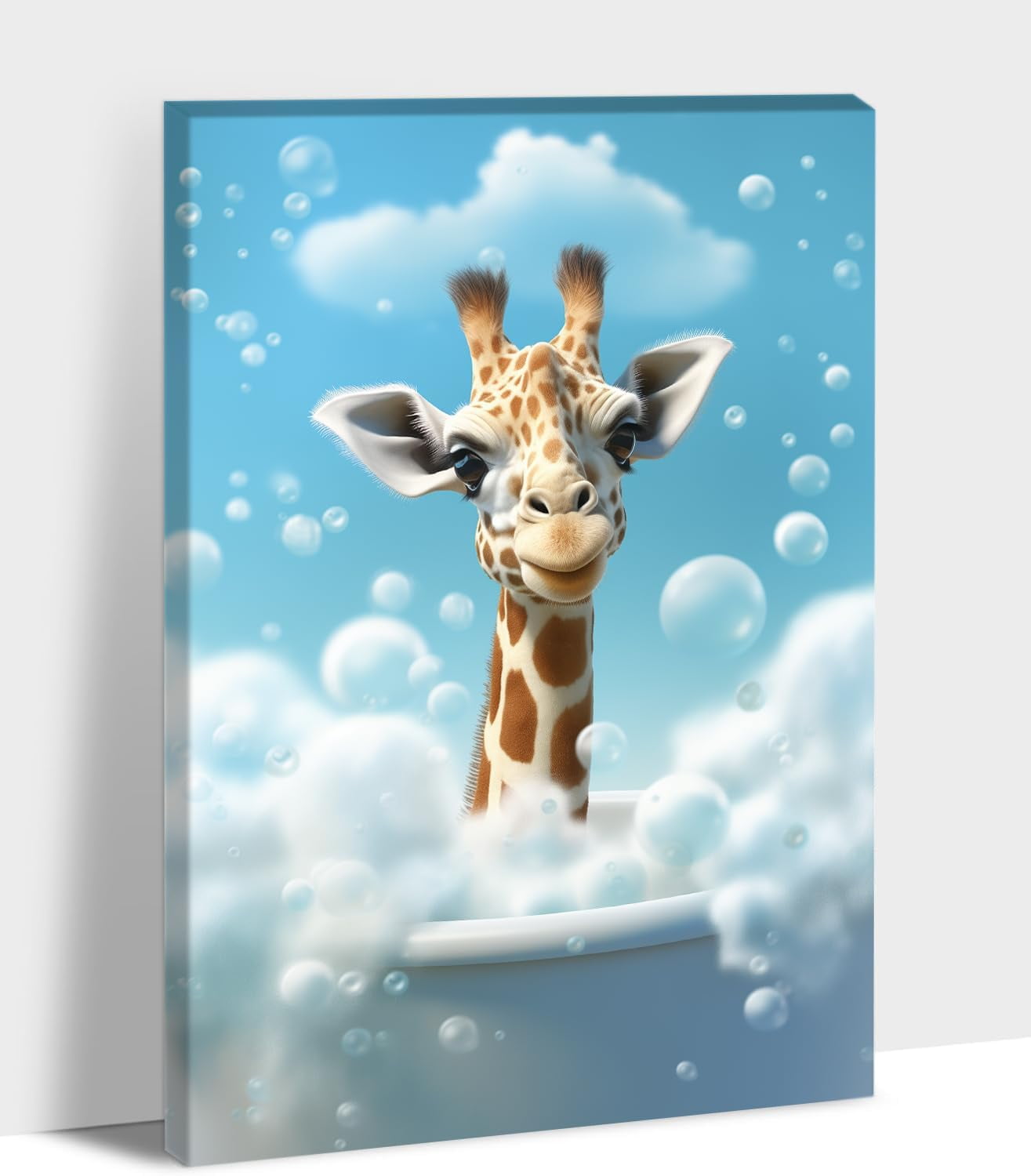 AVOI Funny Giraffe Bathroom Wall Art, Modern Funny Giraffe Canvas ...