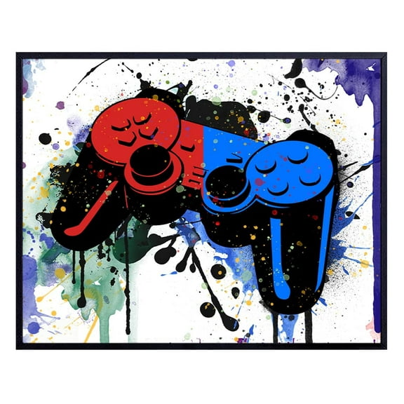 AVOI Game Room Decor for Family Room, Den, Boys Bedroom, Man Cave, Dorm, Bar-Gamer Gifts Xbox, PS4, Playstation, Video Game, Arcade-Remote Control Wall Decor Set Unframe: 16x12inch(40x30cm)