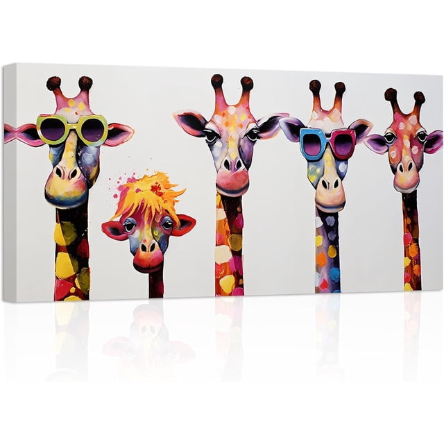 AVOI Giraffe Family Canvas Wall Art Cute Colorful Animal Poster Prints