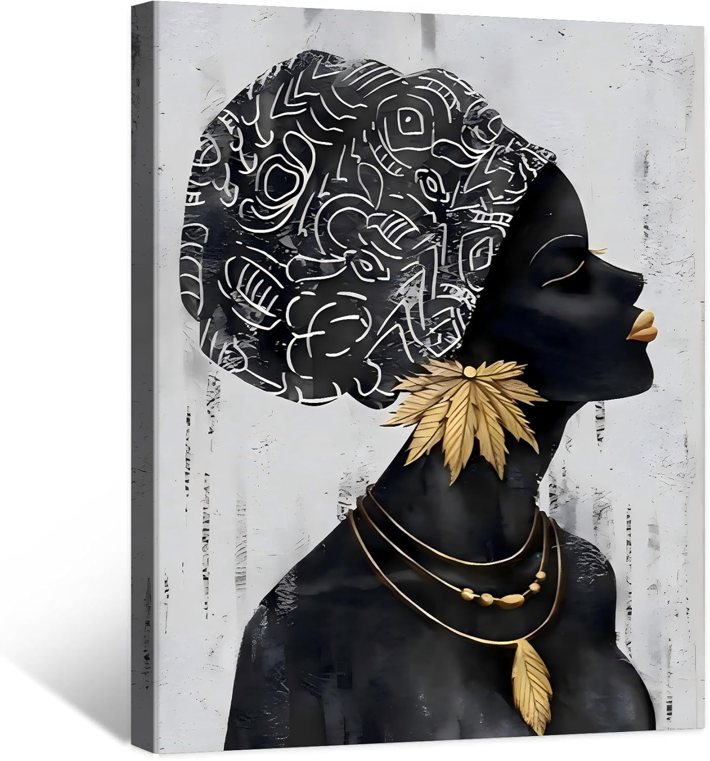 AVOI Gold Lips Black Woman African Wall Art, African American Wall Art ...
