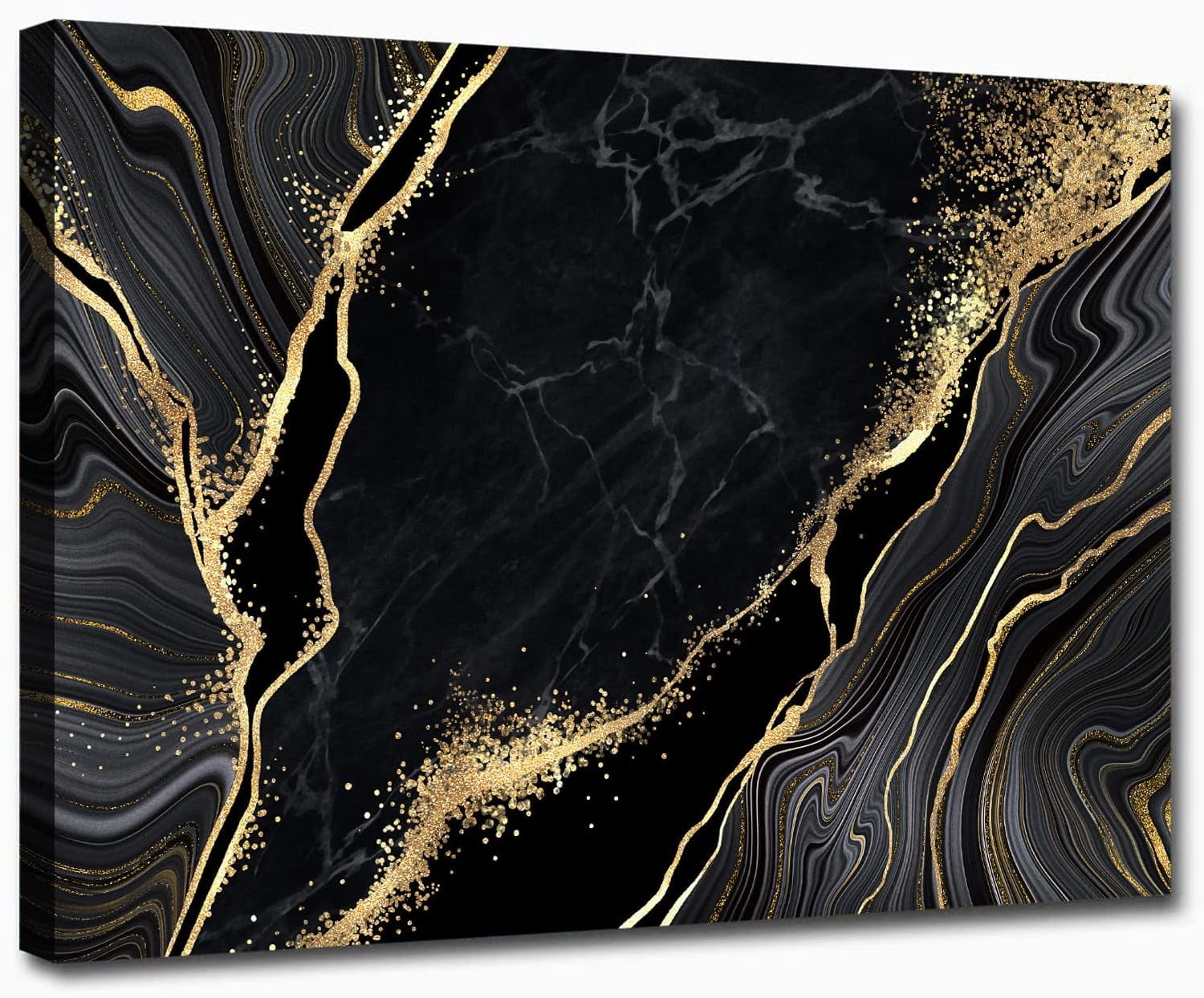 AVOI Gold Marble Canvas Wall Art Black And Gold Abstract Picture Gold ...
