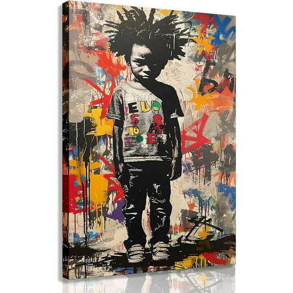 AVOI Graffiti Wall Art Street Pop Graffiti Canvas Prints Black Boy Pictures Colorful Figure Poster Black Boy Colorful Paintings Abstract Modern Wall Decor For Living Room Bedroom Unframe: 8x10in
