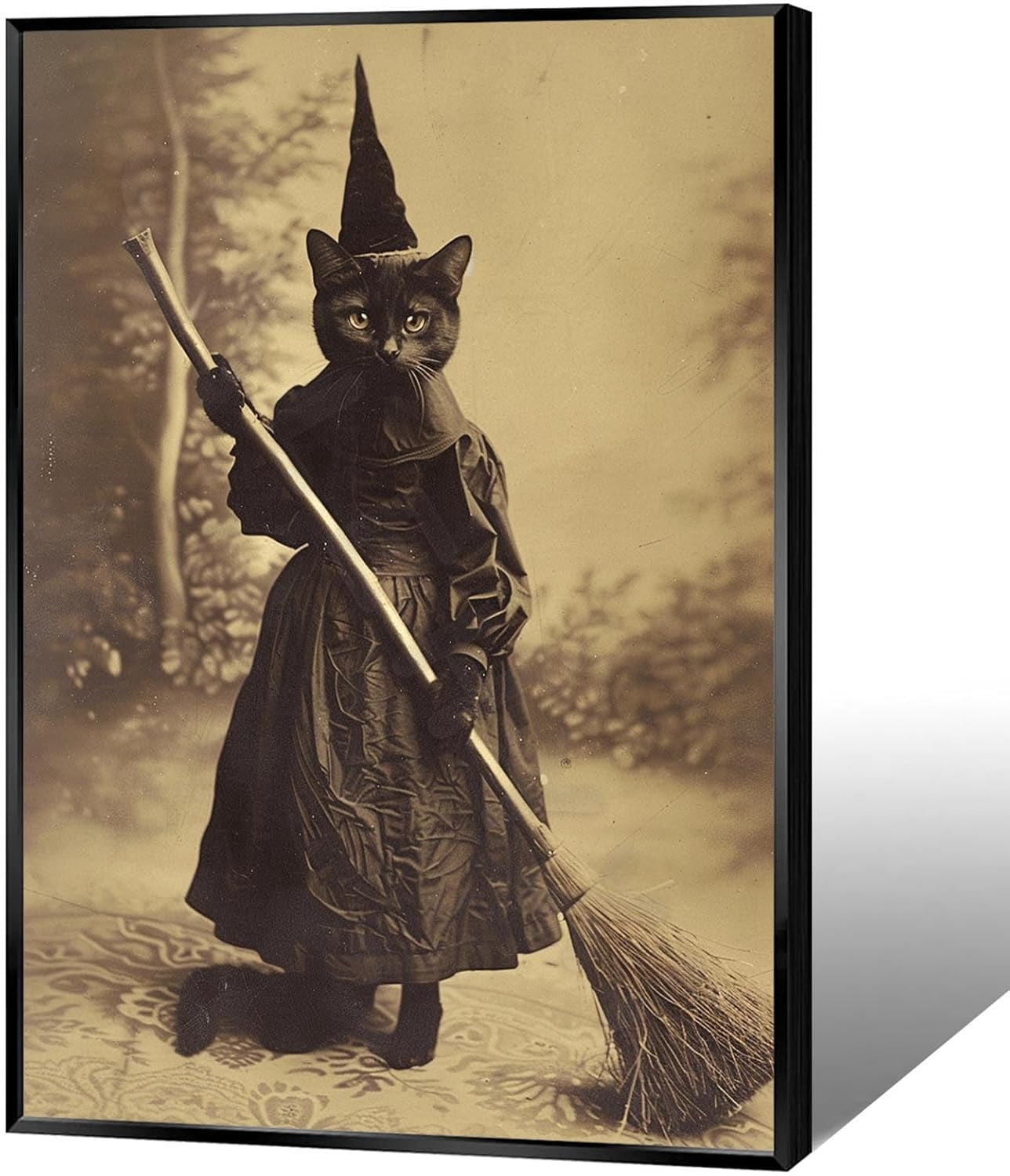 AVOI Halloween Decor Posters Black Cat Witch Canvas Wall Art Vintage ...