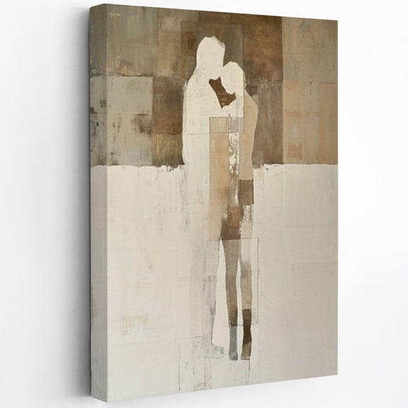 AVOI Hand Painted Couple Embracing Kiss Romance Oil Painting Vertical Romance Wall Painting Abstract Woman Body Theme for Living Room,Bedroom & Office Unframe: 8x10in