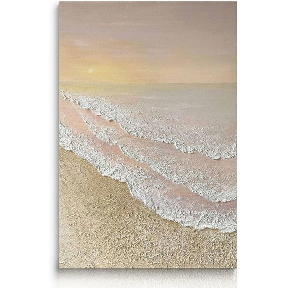 AVOI Hand Painted Surface Pictures Painting On Canvas Modern Seascape Home Office Decor Hand Made Sunset Painting Canvas Wall Decor Seascape Artwork For Living Room Unframe: 12x16in