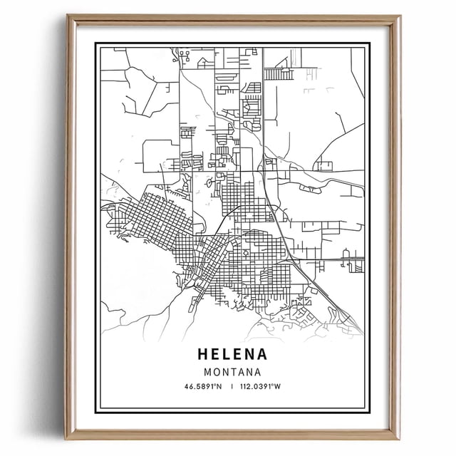 AVOI Helena City Montana State Poster - Minimalist Black White Wall Art ...