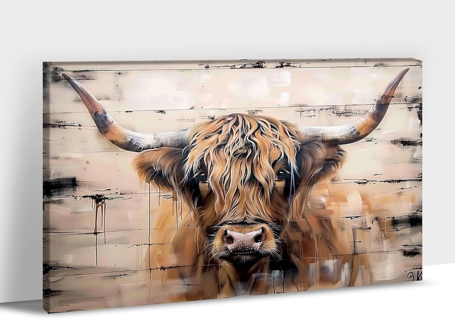 AVOI Highland Cow Canva Print Farmhouse Hanging Artwork, Highland Cow ...