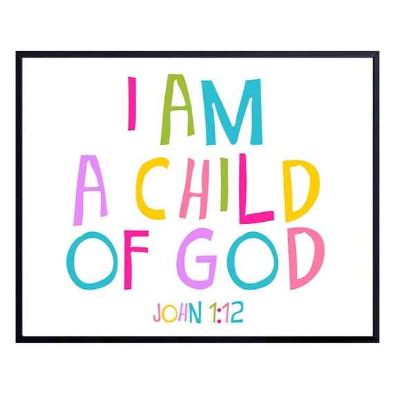 AVOI I Am A Child Of God - Christian Wall Art for Girls Bedroom, Toddler Baby Girl Room Decor - Bible Verse Wall Art - Religious Gifts - Little Girls Room Unframe: 11x14inch(28x36cm)