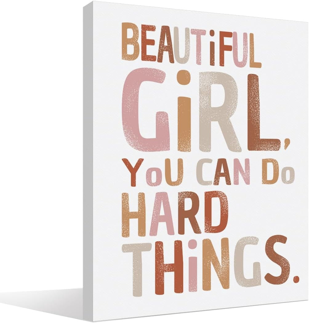 AVOI Inspirational Quote Wall Art,Beautiful Girl You Can Do Hard Things ...
