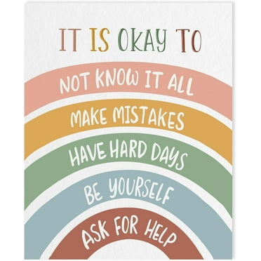 AVOI Inspirational Wall Art,It Is Okay To Not Know It All Motivational Quotes Posters,Boho Classroom Decor Art Paintings Mental Health Office Decor 12"x15"