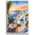 thumbnail image 1 of AVOI Italy Painting Oil Canvas Wall Art Pic10 Mediterranean Cityscape Artwork Italian Sea Picture Modern City Street Decoration Landscape Prints for Paris Cafe Room Decor Frame: 16x16in, 1 of 6