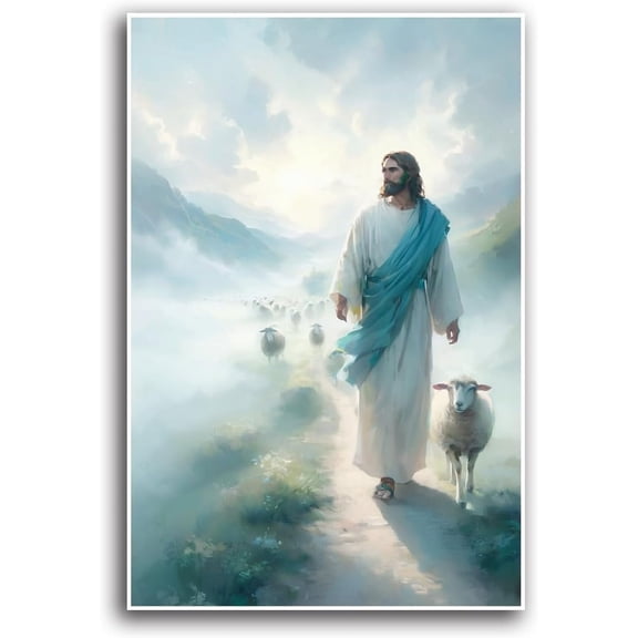 AVOI Jesus Mural Divine Mercy Painting Canvas Wall Decor Pic6 Christian Religious Christ Jesus Portrait Poster Print Artwork For Living Room Bedroom Office Home Decor Unframe: 12x12in