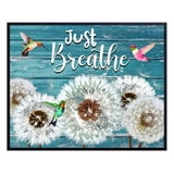 AVOI Just Breathe Wall Art - Hummingbird Wall Decor - Dandelion Wall ...