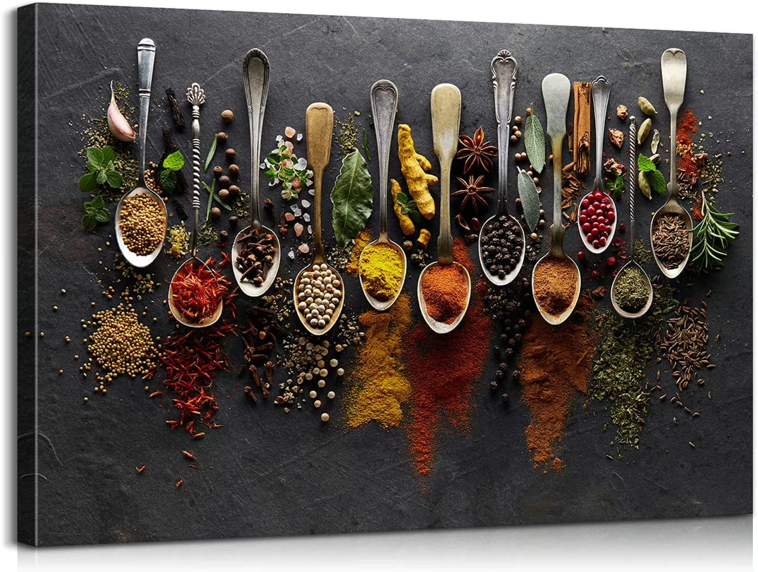 AVOI Kitchen Wall Decor Colorful Spice in Spoon Painting Kitchen