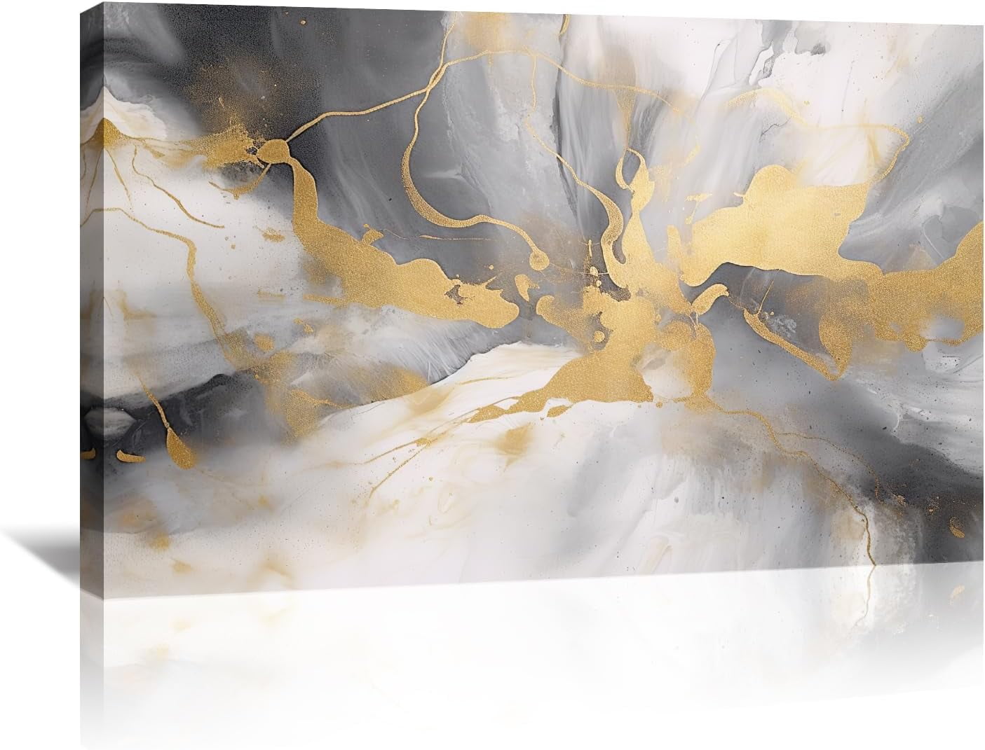 AVOI Large Abstract Canvas Wall Art Black and Gold Picture Abstract ...