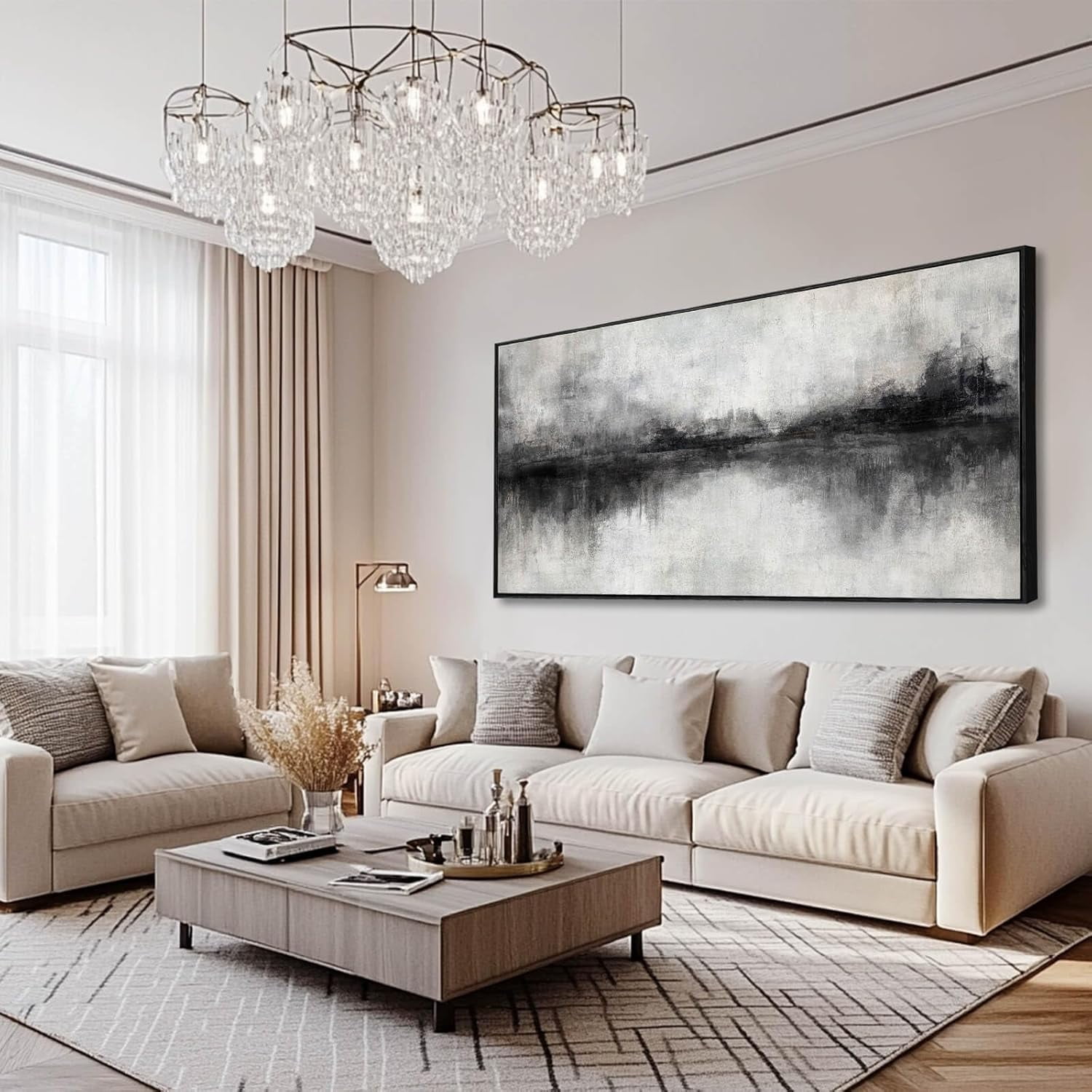 AVOI Large Abstract Canvas Wall Art Black and Grey Art Pictures for