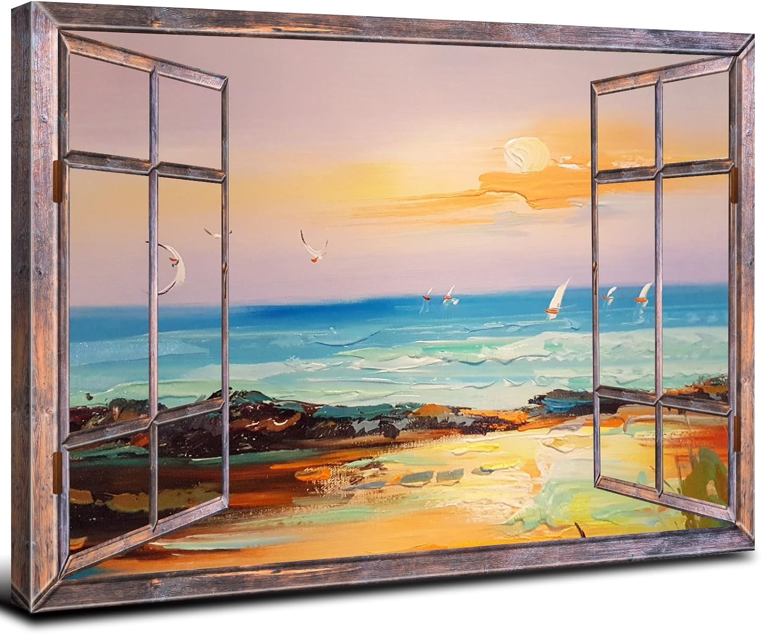 AVOI Large Beach Pictures Sunset Ocean Landscape Wall Art Window