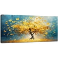 thumbnail image 1 of AVOI Canvas Wall Art Decor for Living Room Bedroom Golden Yellow Tree of Life Pictures Blue Painting Prints Modern Artwork Decoration Home Office Frame: 8x10inch(20x25cm), 1 of 6