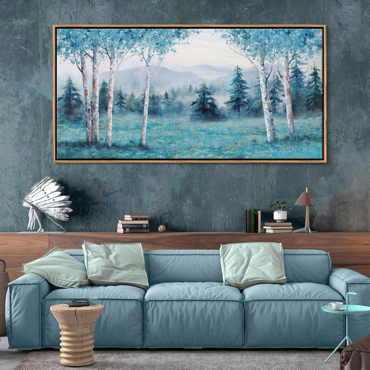 AVOI Large Canvas Wall Decor for Living Room Wooden Unframe Wall Art ...