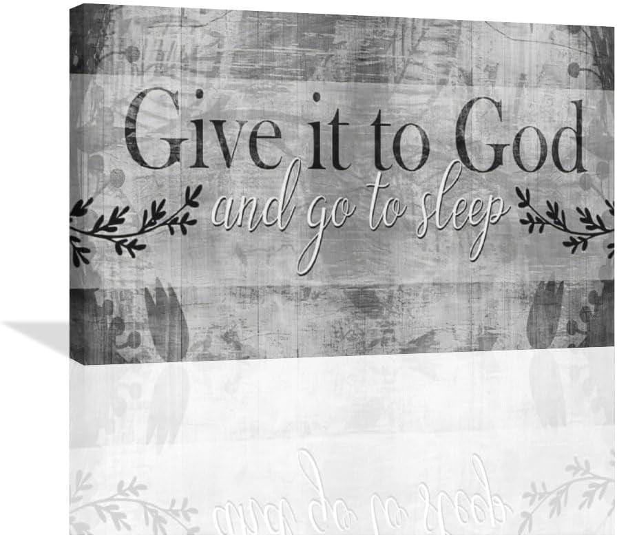 AVOI Large Give It to God and Go to Sleep Sign for BedroomCanvas Wall