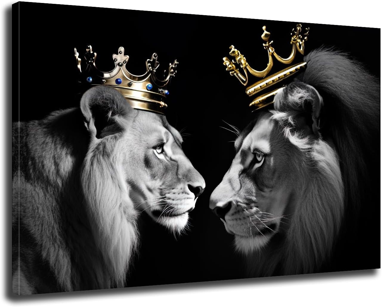 AVOI Lion King and Queen Canvas Wall Art Black and White African Wild ...