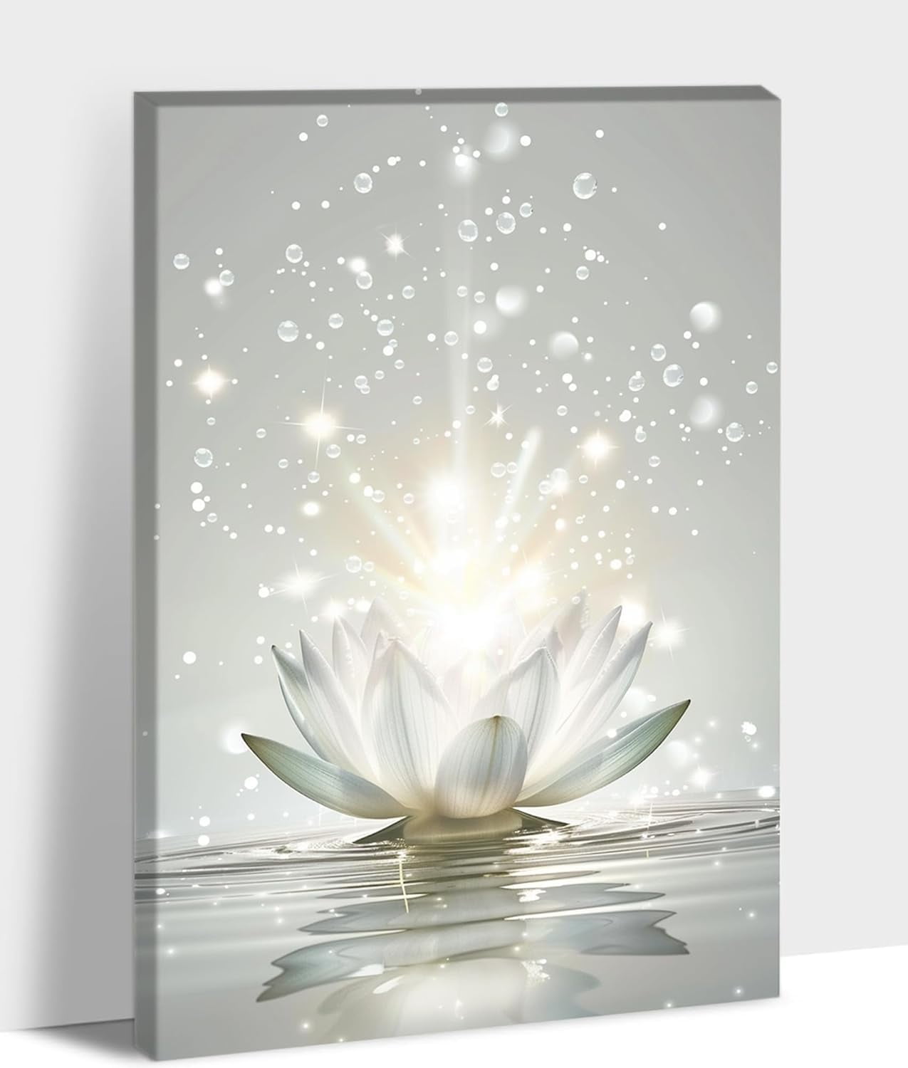 AVOI Lotus Flower White Zen Wall Art, Modern Spa Bathroom Canvas Wall ...