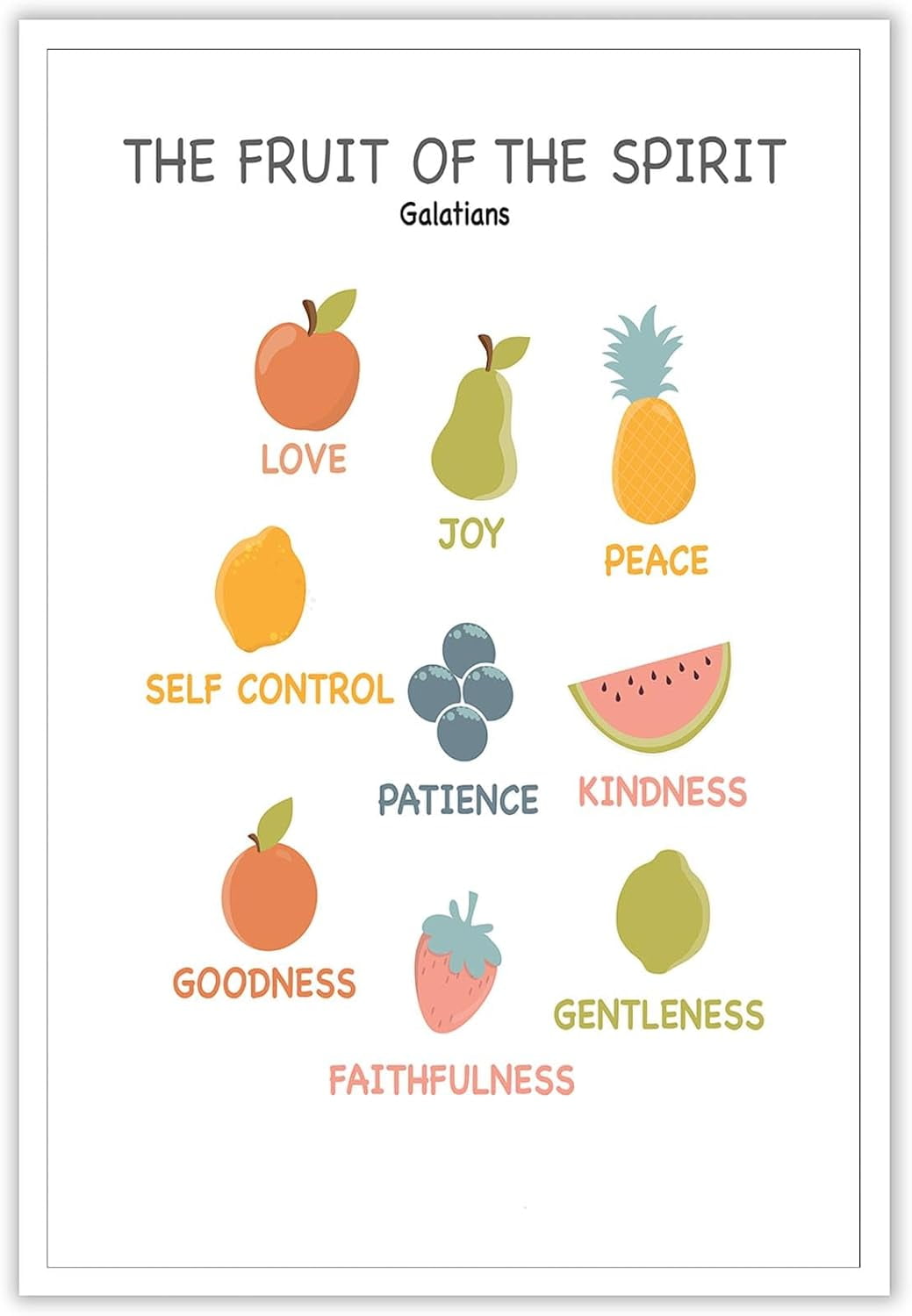 AVOI Love Peace Church Sunday School Canvas Wall Art The Fruit Of The