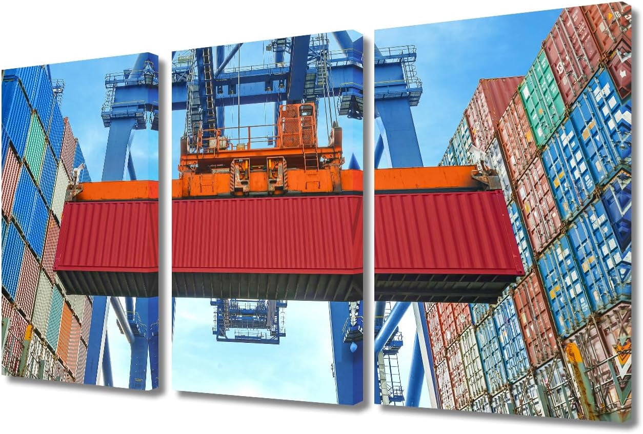 AVOI Modern Wall Art Shore Crane Loading Containers in Freight Ship ...