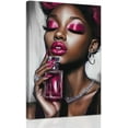 thumbnail image 1 of AVOI Pink African American Wall Art Black Women Art Wall Decor Elegant Woman Canvas Prints Fashion Charm Girl Poster for Female Bedroom Home Frame: 8x10in, 1 of 6