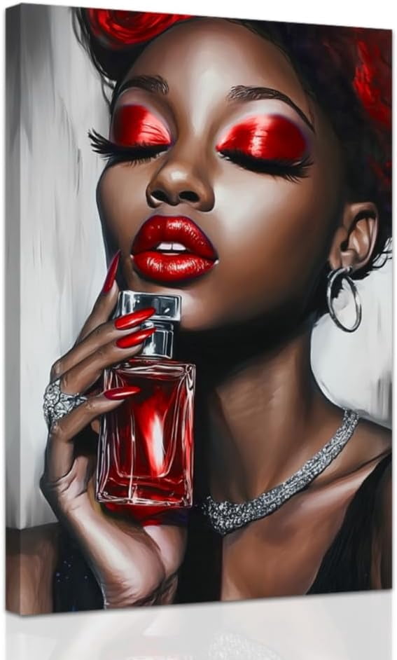 AVOI Red African American Wall Art Black Women Art Wall Decor Elegant ...