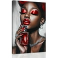 thumbnail image 1 of AVOI Red African American Wall Art Black Women Art Wall Decor Elegant Woman Canvas Prints Fashion Charm Girl Poster for Female Bedroom Home Unframe: 16x24in, 1 of 5