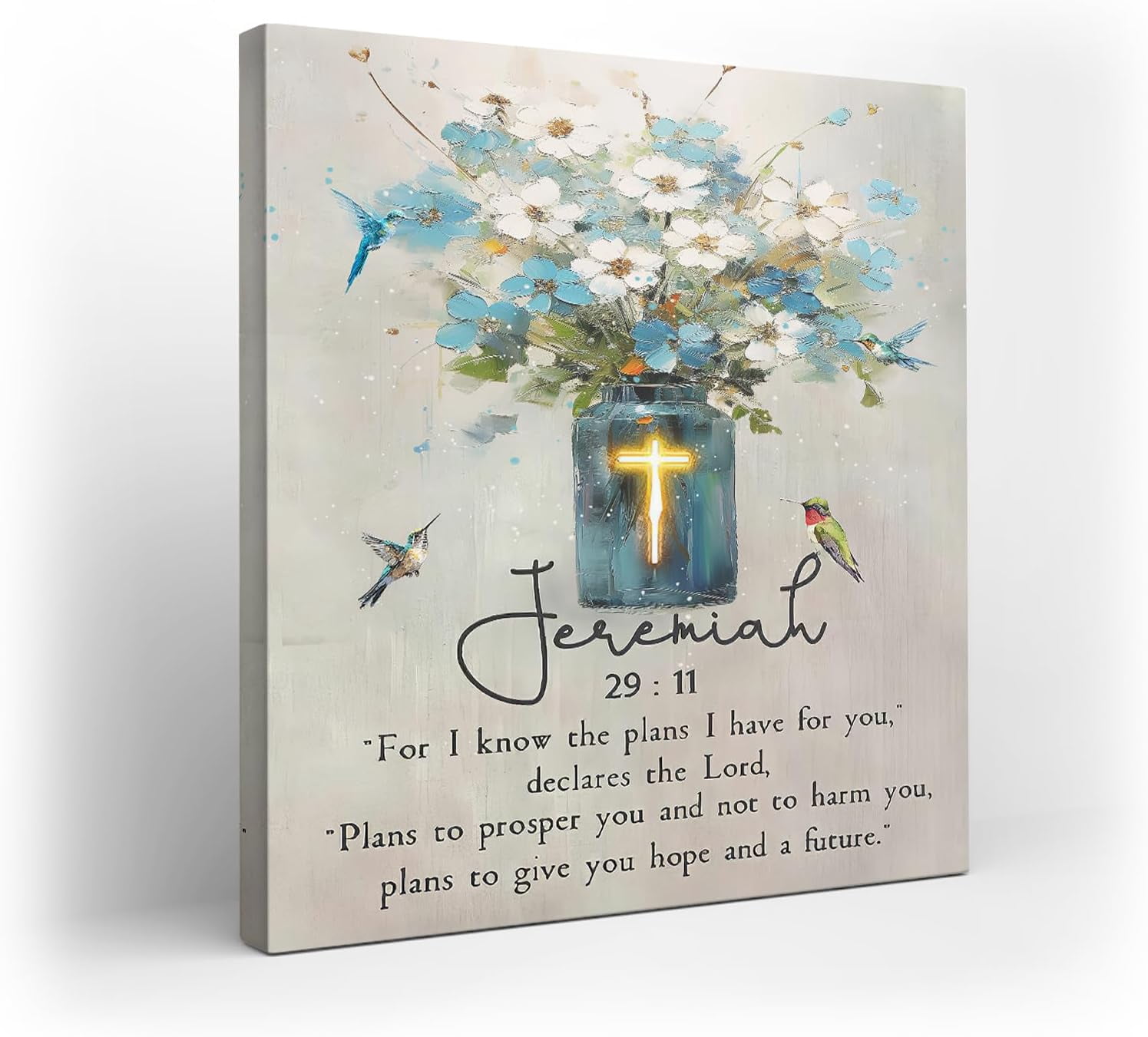 AVOI Religious Bible Verses Canvas Wall Art Rustic Christian Flower ...