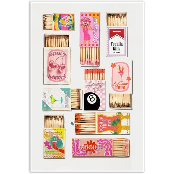 AVOI Retro Matchbox Prints Preppy Dorm Decor Apartment Fashion Aesthetic Prints Fashionable Retro Wall Art Canvas Posters Unframe: 8x10in