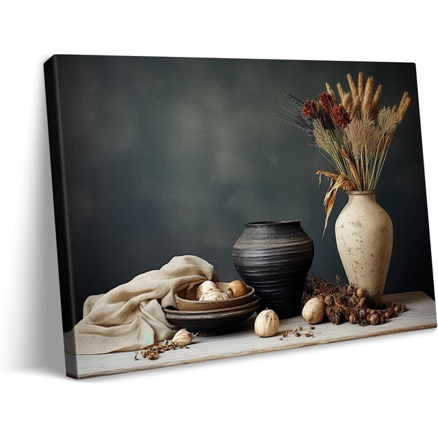 AVOI Rustic Dried Flowers Canvas Wall Art Vintage Floral Still Life