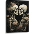 thumbnail image 1 of AVOI Skull Wall Art Couples Skeleton Picture Canvas Print Pink Flowers Poster Gothic Painting Artwork for Living Room Office Bedroom Bathroom Home(Art-4) Unframe: 16x16in, 1 of 5