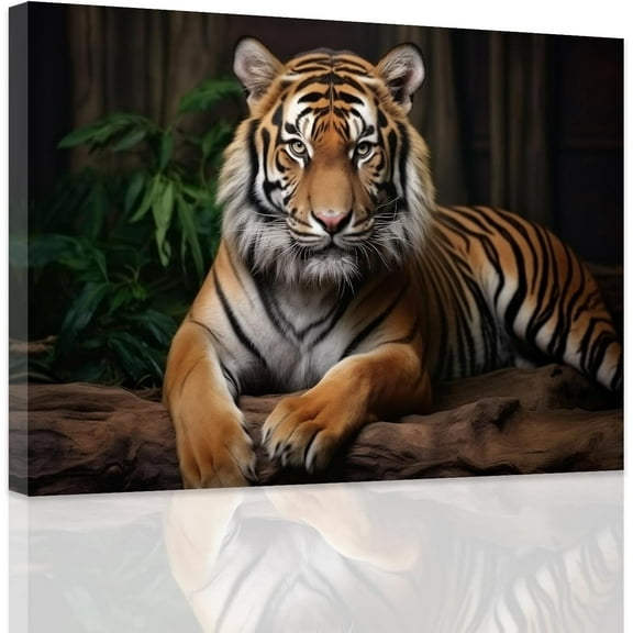 AVOI Tiger Canvas Wall Art Wildlife Pictures Wall Decor Wild Animal Tiger Painting Print Modern Men's Bedroom Living Room Artwork (C) Frame: 24x20in