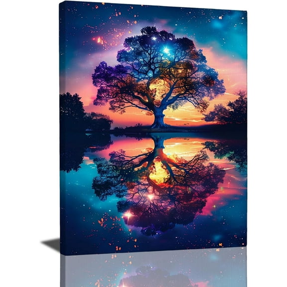 AVOI Tree of Life Wall Art - Tree Landscape Poster Nature Scenery Pictures for Wall - Canvas Print Painting Artwork for Bathroom Bedroom Living Room Unframe: 12x12in