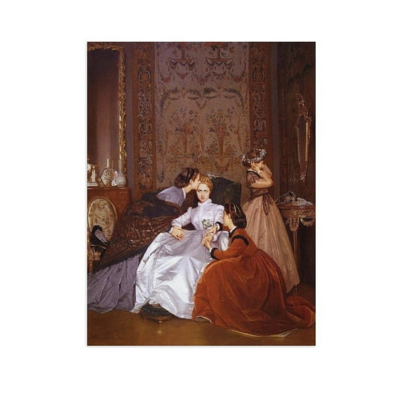 AVOI Unframed Canvas Wall Art Vintage Print Paintings The Reluctant Bride Love Story Victorian French Retro Aesthetic Artwork for Home Living Room Bathroom Bedroom Wall Decor (8"x10")
