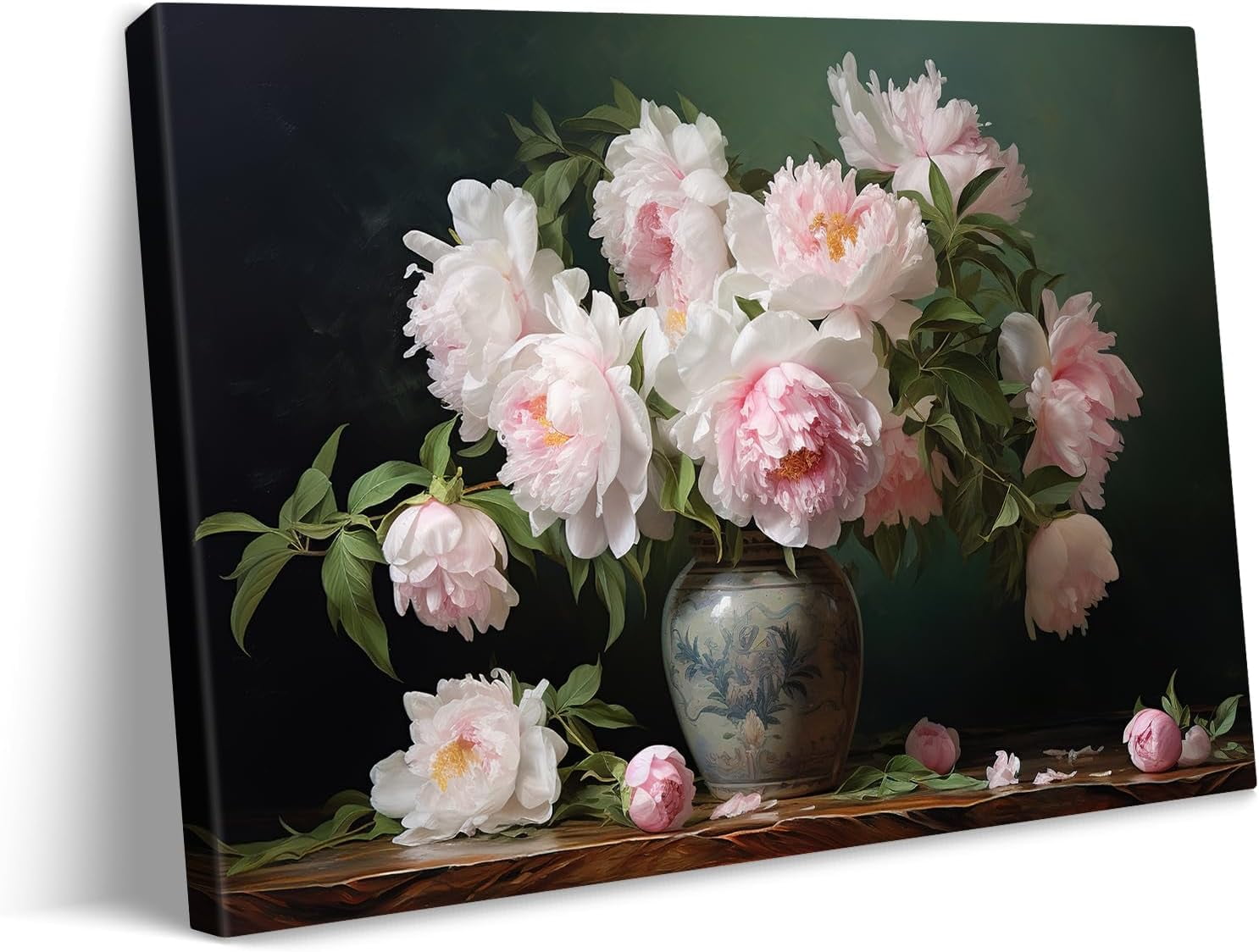 AVOI Vintage Flower Canvas Wall Art Framed Rustic Floral Decor with ...