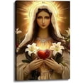 thumbnail image 1 of AVOI Virgin Mary Canvas Wall Art Christian Wall Decor Immaculate Heart of Mary Picture Religious Painting Faith Prints Living Room Bedroom Office Decor(Art-5) Unframe: 12x18in, 1 of 5