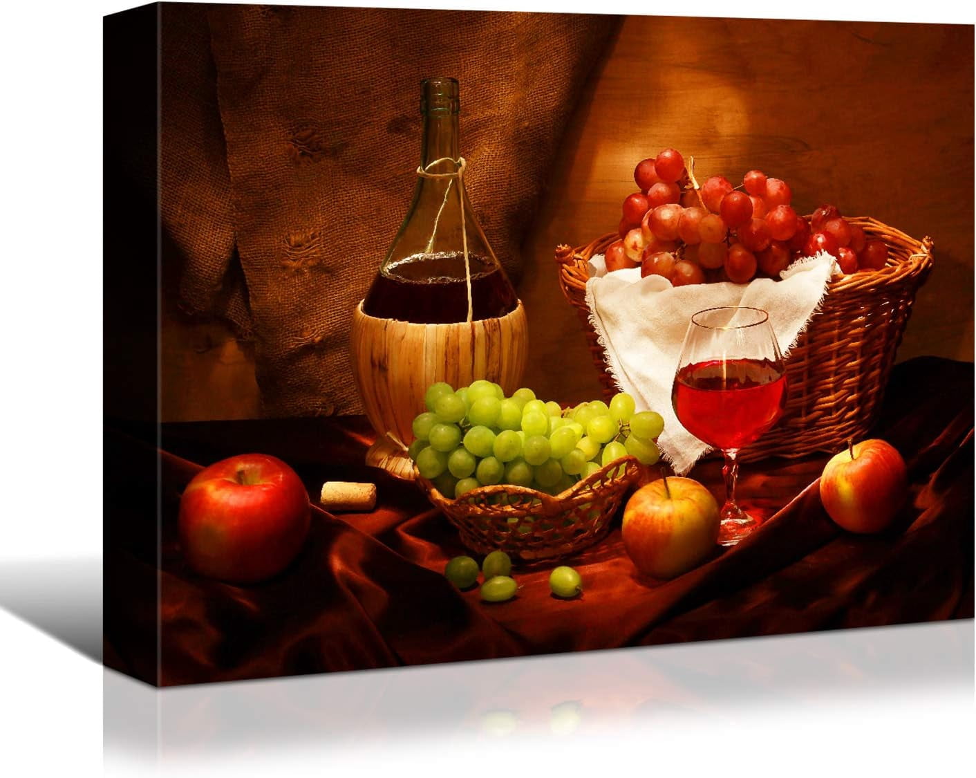AVOI Wall Art for Kitchen Canvas Artwork Fruits Grapes Wine Bottle ...