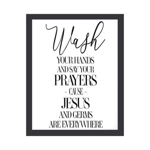 AVOI Wash Your Hands and Say Your Prayers Sign, Wall Bathroom Sign with Quotes, Jesus and Germs Sign, Cute Bathroom Sign Decor Farmhouse, Rustic Wash Your Hands Sign Bathroom Decor Frame: 24x16in