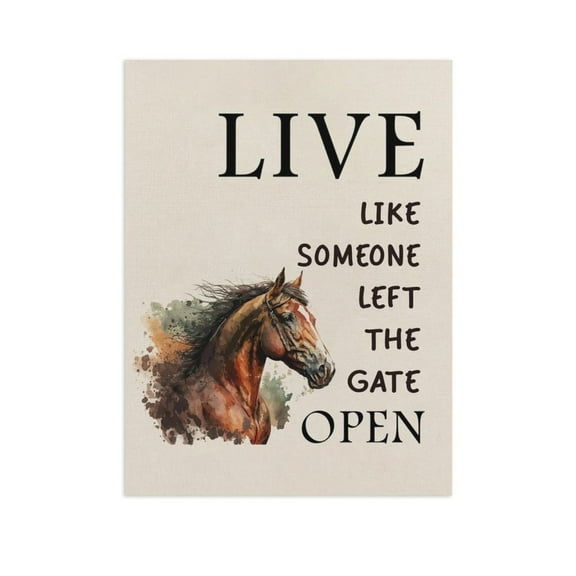AVOI Watercolor Horse Decor Poster, Horse Gifts, Horse Painting Wall Art with s, Live Like Someone Left the Gate Open Wall Decor for Home Bedroom Unframe: 12x12inch(30x30cm)