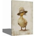 thumbnail image 1 of AVOI Whimsical Yellow Duck with Straw Hat Canvas Art - Cute Abstract Animal Wall Decor for Living Room/Hotel/Bedroom - Serene Nursery & Kids Room Print, Unframe: 12x12in, 1 of 5