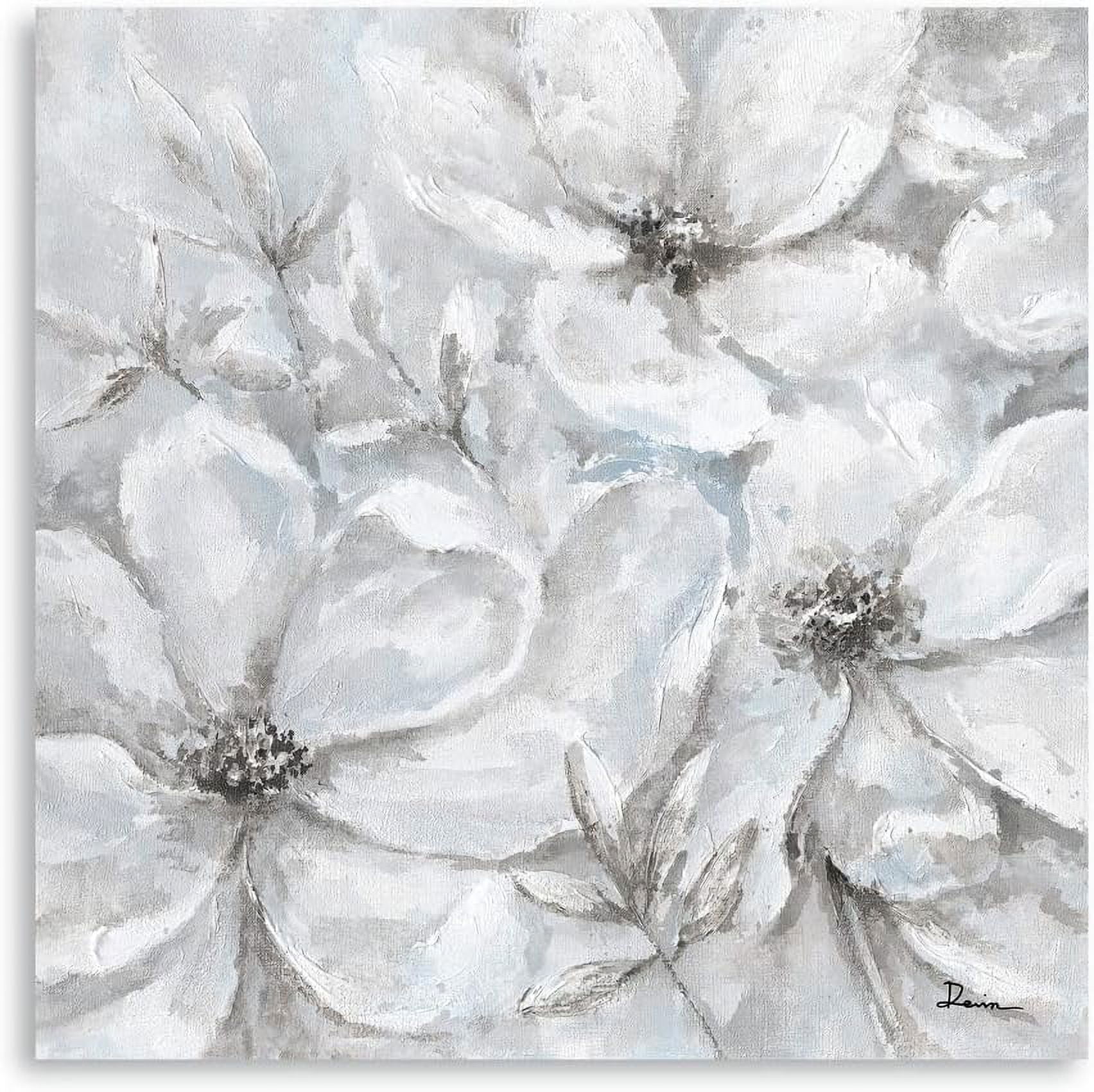AVOI White Grey Flowers Wall Pictures: Grey Wall Decor Gray Wall Art ...