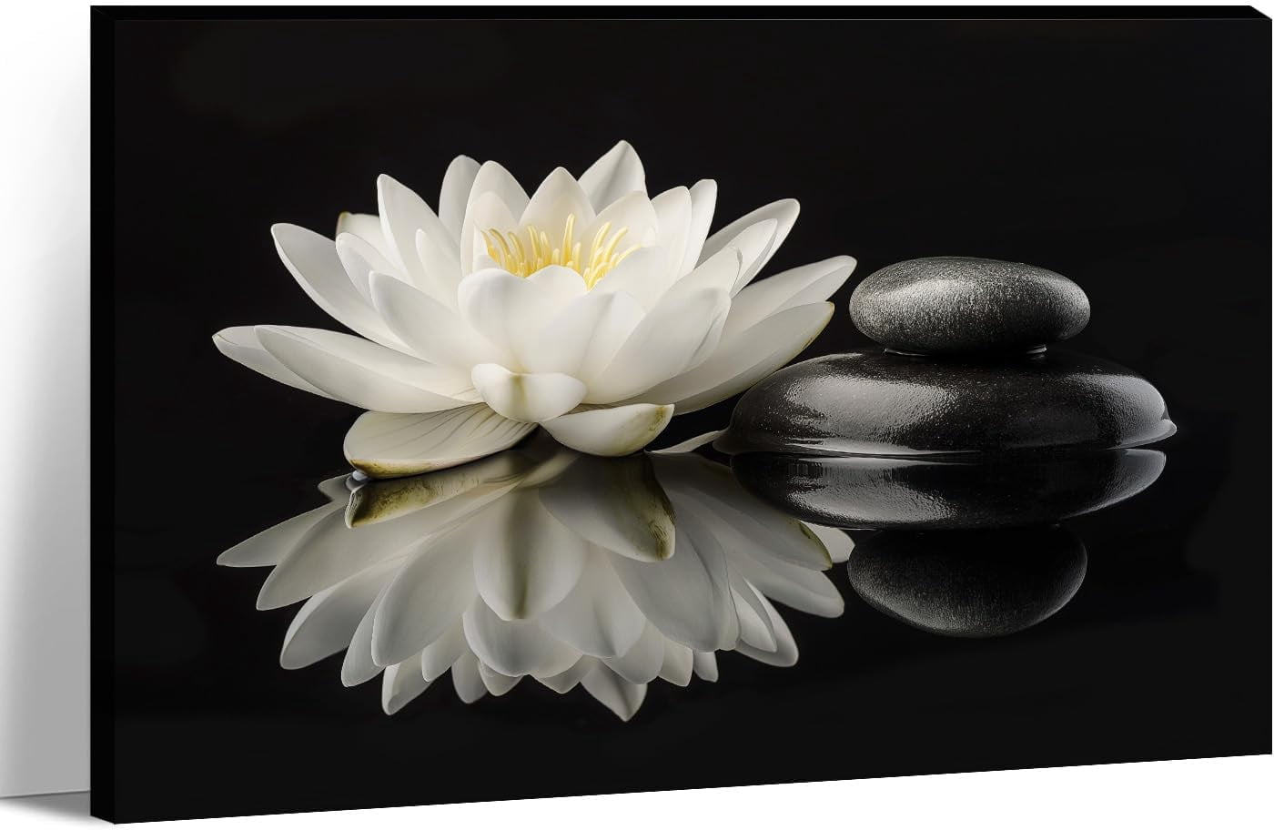 AVOI White Lotus Canvas Wall Art - Zen Wall Decor Black and White ...