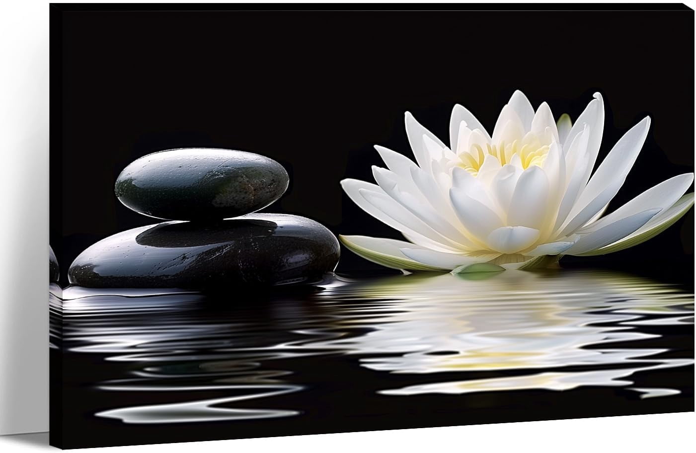 AVOI White Lotus Canvas Wall Art - Zen Wall Decor Black and White ...