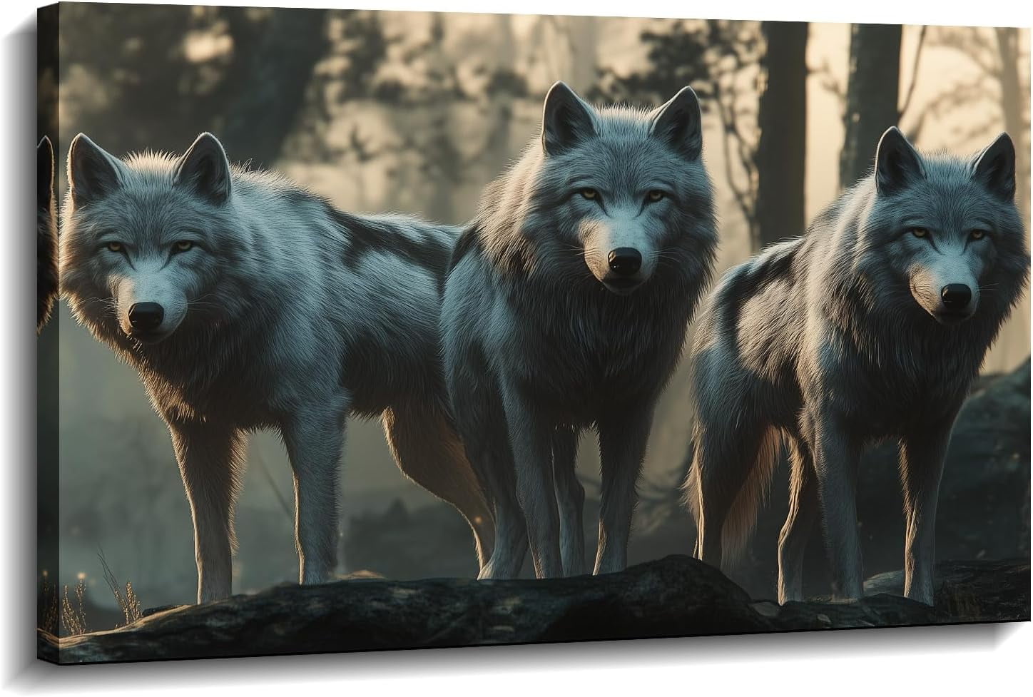 AVOI Wildlife Wolf Canvas Wall Art Animal on the Hunt Picture Forest ...