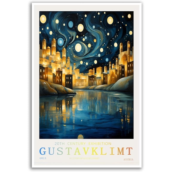 AVOI William Morris Decor Gustav Klimt Famous Pic 1 Oil Paintings Cottage Garden Canvas Print Poster Colorful Flowers Plants Pictures Nature Scenery Office Kitchen Home Wall Decor Unframe: 8x10in